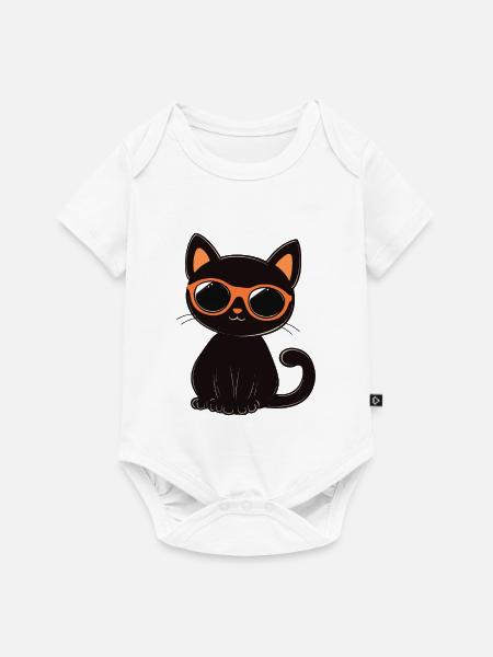 Katze mit Sonnenbrille - Baby Premium Kurzarmbody - Weiß