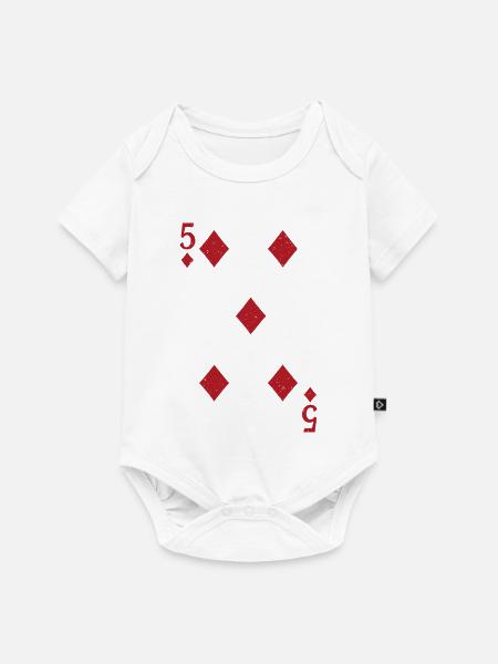 5 Karo Karte - Baby Premium Kurzarmbody - Weiß