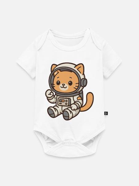 Kätzchen im Astronautenhelm - Baby Premium Kurzarmbody - Weiß