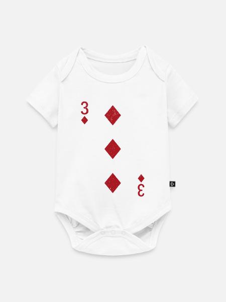 Drei Karo Karte Doppelkopf Romme - Baby Premium Kurzarmbody - Weiß