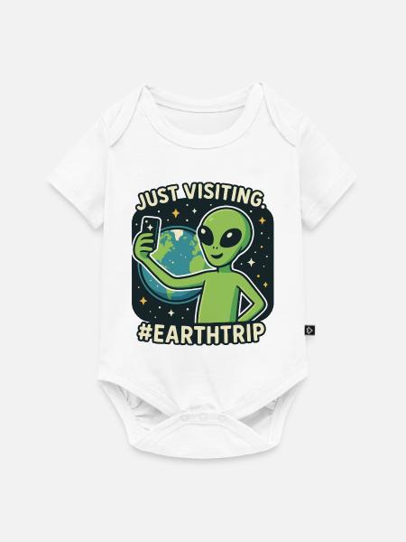 Alien Selfie mit Erde - Baby Premium Kurzarmbody - Weiß