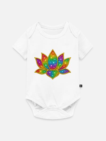 Funkelnder Lotus in Regenbogenfarben - Baby Premium Kurzarmbody - Weiß