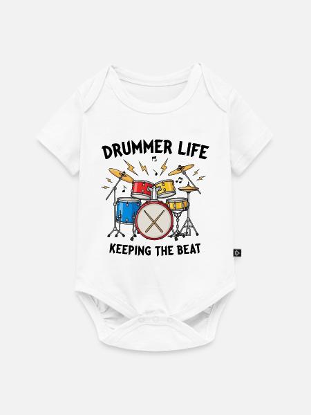 Lebendige Trommelkunst Motiv - Baby Premium Kurzarmbody - Weiß