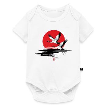 Grues japonaises soleil rouge illustration - Body à manches courtes Premium Bébé - blanc - Devant