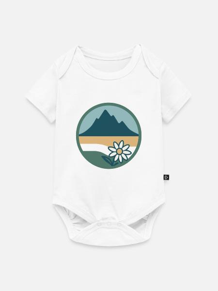 Berglandschaft mit Blumenmotiv - Baby Premium Kurzarmbody - Weiß