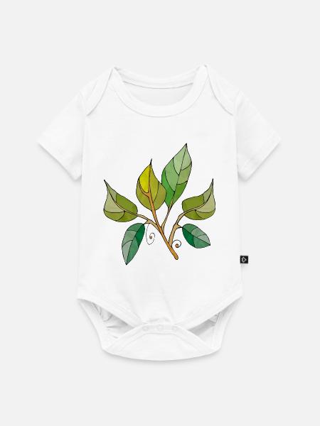 Blätter - Baby Premium Kurzarmbody - Weiß