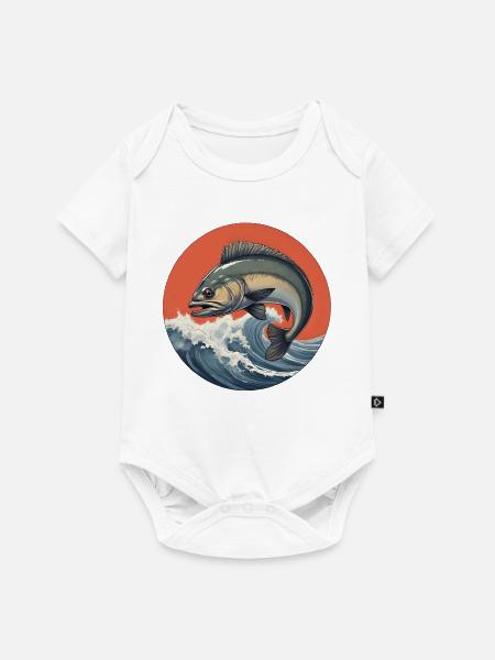 Fisch Logo Wasser im Sturm - Baby Premium Kurzarmbody - Weiß