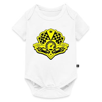Racing Rennflagge Auspuff Tacho - Baby Premium Kurzarmbody - Weiß - Vorne