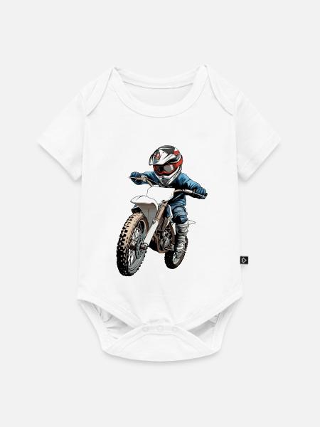 Motorradfahrer Kinderdesign - Baby Premium Kurzarmbody - Weiß