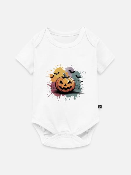Halloween Kürbislaterne mit Gesichtsdesign - Baby Premium Kurzarmbody - Weiß