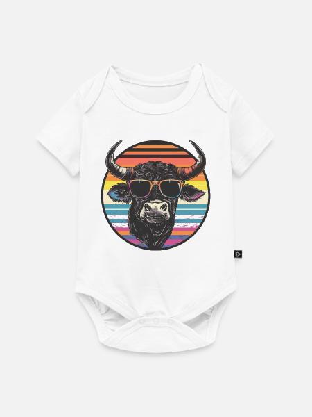 Lässiger Bison mit Sonnenbrille - Baby Premium Kurzarmbody - Weiß
