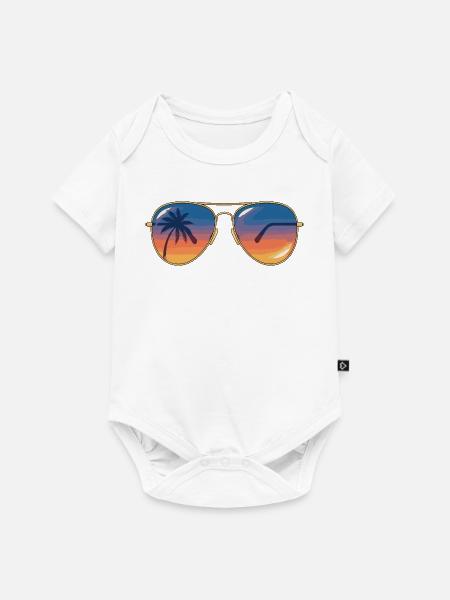 Sonnenbrille Sunset Palm - Baby Premium Kurzarmbody - Weiß