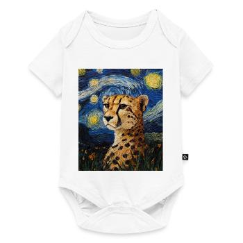 Guépard Léopard Style Van Gogh Étoilé - Body à manches courtes Premium Bébé - blanc - Devant