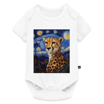 Guépard Léopard Style Van Gogh Étoilé - Body à manches courtes Premium Bébé - blanc - Devant