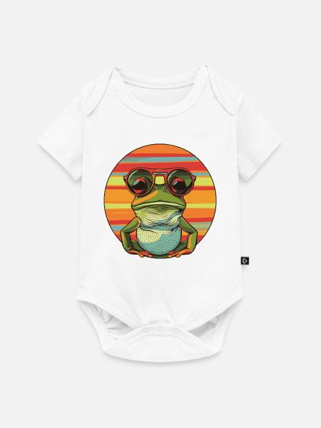 Lässige Frosch-Sonnenbrille Design - Baby Premium Kurzarmbody - Weiß