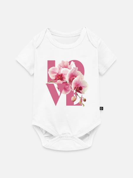 Elegantes Orchideen-Blumendesign - Baby Premium Kurzarmbody - Weiß