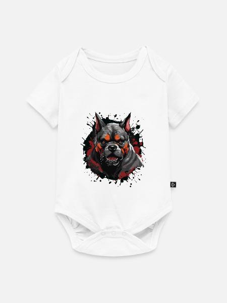 Bulldog Hund - Baby Premium Kurzarmbody - Weiß