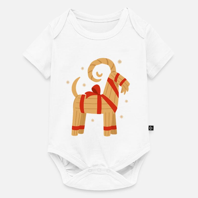 Julbock – Chèvre de Noël suédoise - Body à manches courtes Premium Bébé - blanc