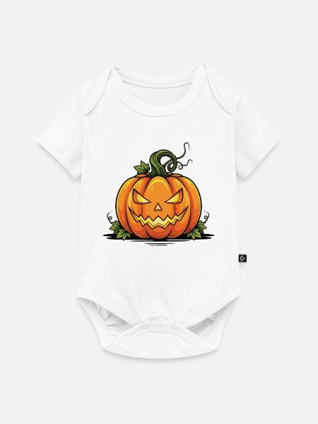 Gruseliger Halloween Kürbis - Baby Premium Kurzarmbody - Weiß