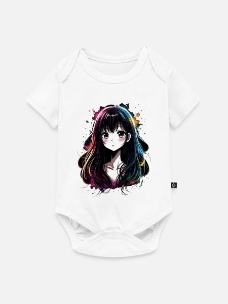 Anime Mädchen mit buntem Farbverlauf - Baby Premium Kurzarmbody - Weiß