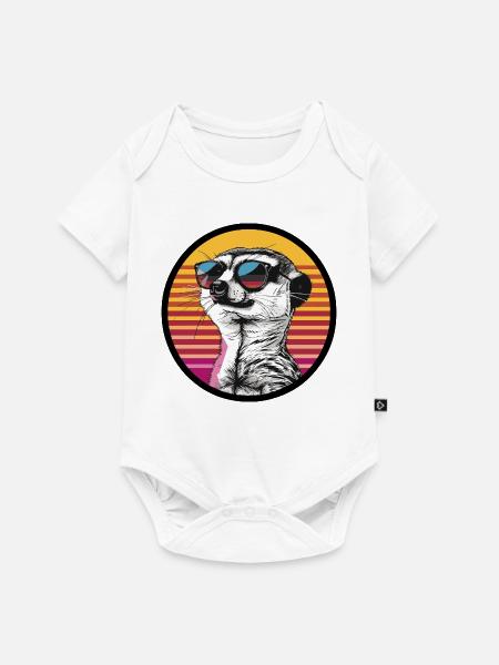 Wiesel in Retro Sonnenbrille - Baby Premium Kurzarmbody - Weiß