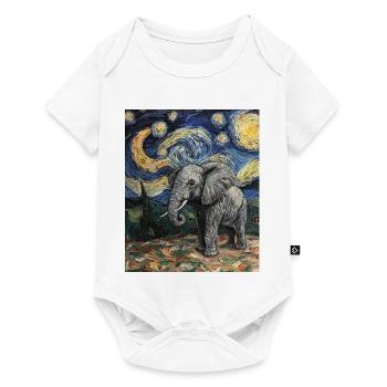 Éléphant Van Gogh Style Nuit étoilée - Body à manches courtes Premium Bébé - blanc - Devant