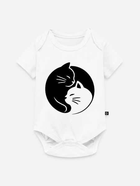 Ying Yang Cats - Baby Premium Kurzarmbody - Weiß