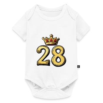 28 Nombre Couronne - Body à manches courtes Premium Bébé - blanc - Devant