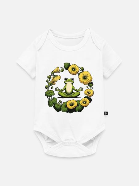 Friedlicher Frosch-Meditationskreis - Baby Premium Kurzarmbody - Weiß