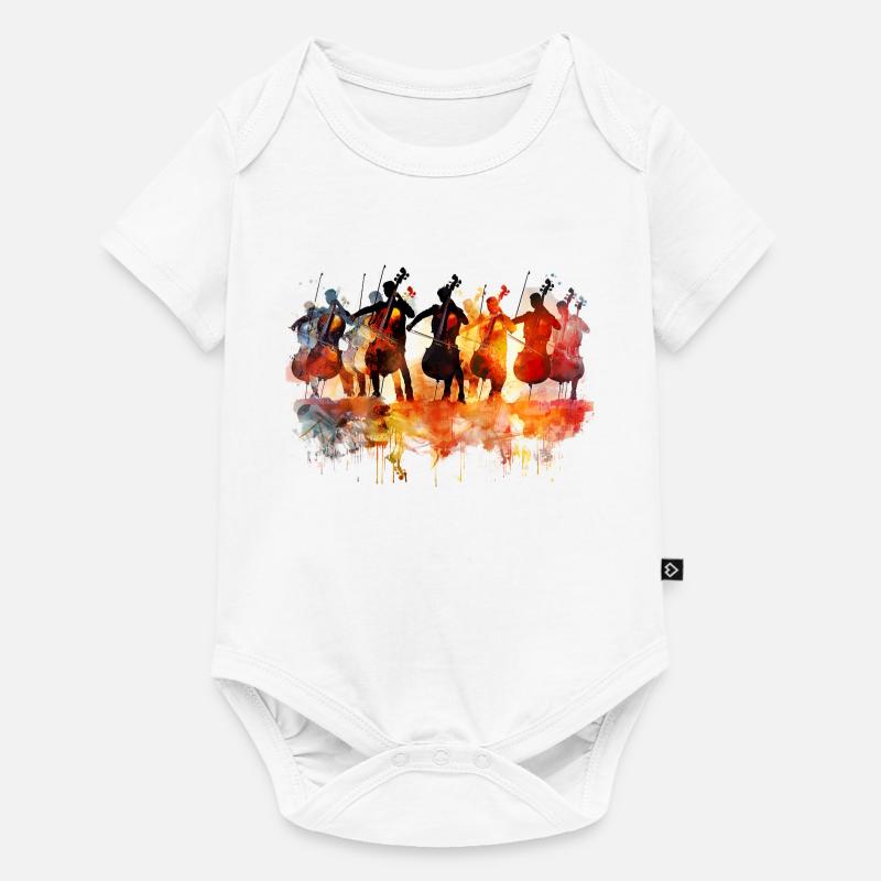 Orchestre de violoncelle abstrait à l’aquarelle - Body à manches courtes Premium Bébé - blanc