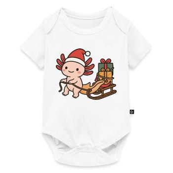 Weihnachts Axolotl – Mit Schlitten & Geschenken - Baby Premium Kurzarmbody - Weiß - Vorne