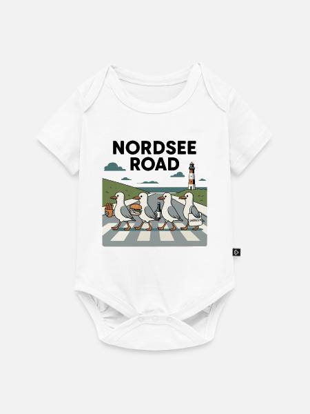 Nordseeroad Möwen - Baby Premium Kurzarmbody - Weiß