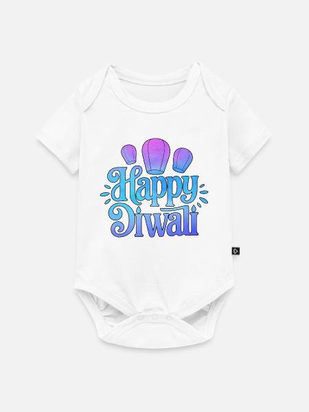 Fröhliches Diwali Lampions Gradient - Baby Premium Kurzarmbody - Weiß