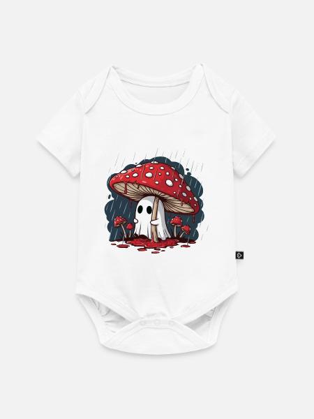 Fly Agaric Ghost — Gruseliger Halloween-Pilzgeist - Baby Premium Kurzarmbody - Weiß