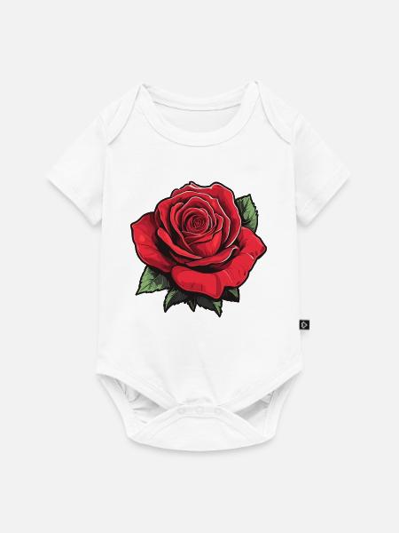 Rose in rot - Baby Premium Kurzarmbody - Weiß