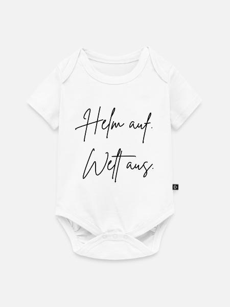 Helm auf. Welt aus. - Baby Premium Kurzarmbody - Weiß