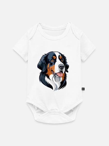 Berner Sennenhund Portrait Cartoon - Baby Premium Kurzarmbody - Weiß