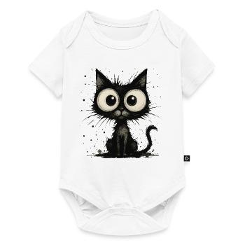 Funny black cat with big eyes – splash - Baby Premium short-sleeve bodysuit - white - Front