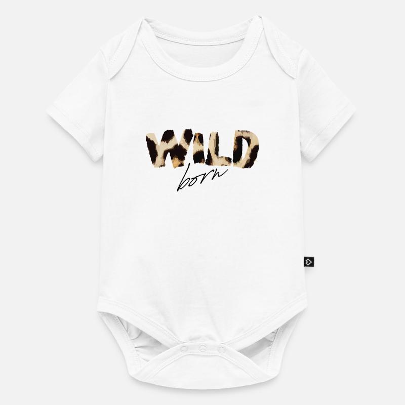 Wild Born Imprimé léopard - Body à manches courtes Premium Bébé - blanc