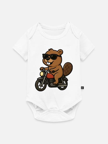 Sonnenbrillen-Biber Motorradfahrer - Baby Premium Kurzarmbody - Weiß