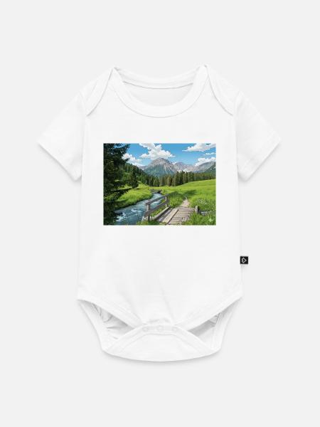 Alpine Flussweg Panorama - Baby Premium Kurzarmbody - Weiß