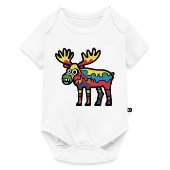 Elch Halloween Comic Lustig - Baby Premium Kurzarmbody - Weiß - Vorne