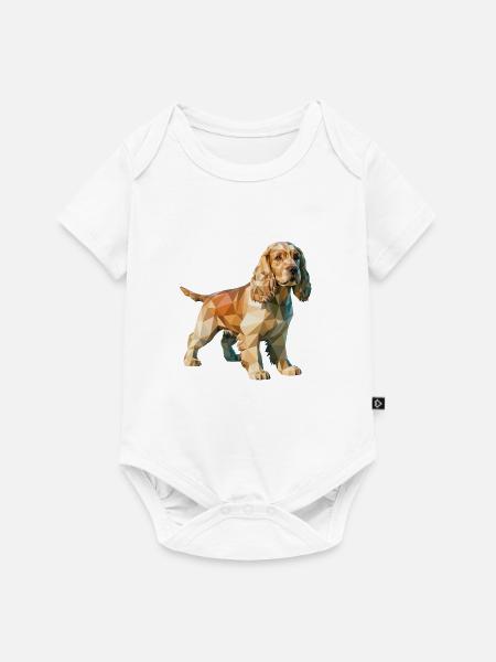 Cocker Spaniel - Cooles Low-Poly-Logo - Baby Premium Kurzarmbody - Weiß