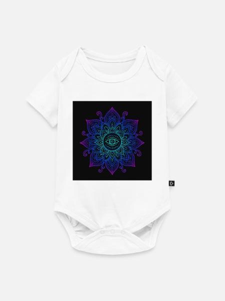 Auge im Neon Mandala - Baby Premium Kurzarmbody - Weiß