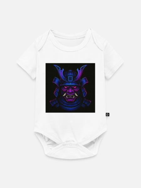 Neon Samurai Maske - Baby Premium Kurzarmbody - Weiß