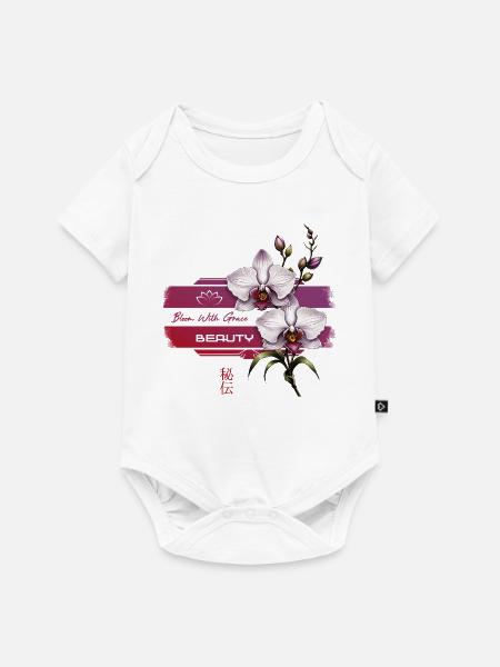 Orchideenblüte mit Anmut - Baby Premium Kurzarmbody - Weiß