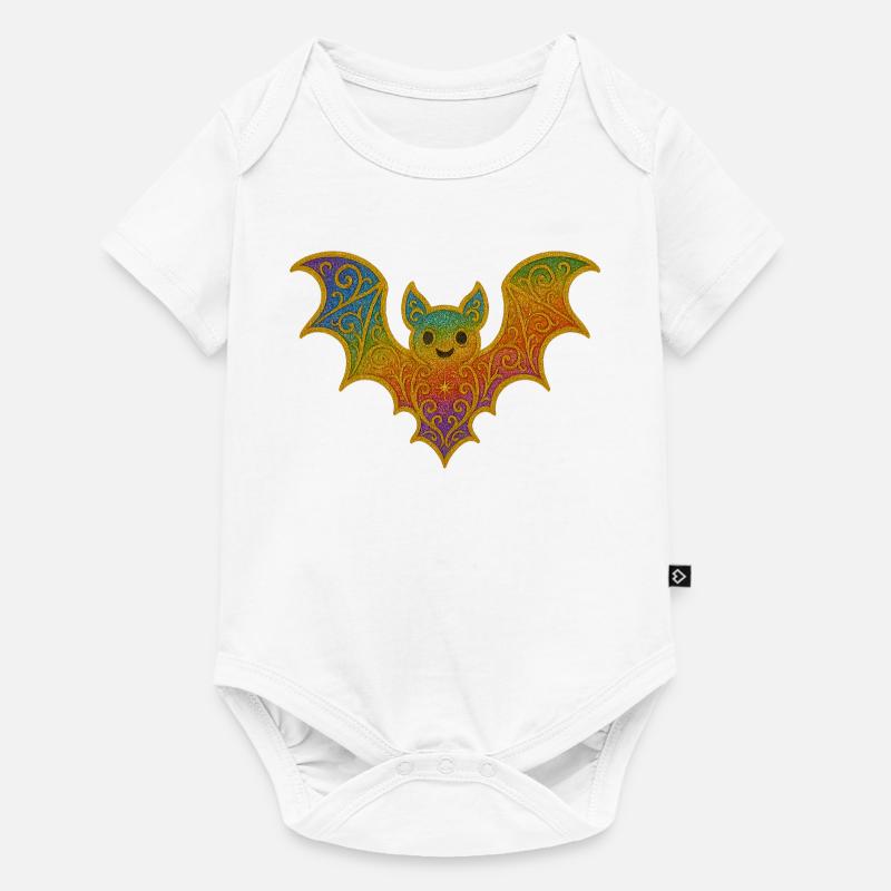 Regenbogenfledermaus mit Glitterrand - Baby Premium Kurzarmbody - Weiß