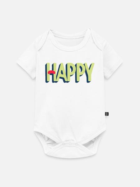 Happy Text Design - Baby Premium Kurzarmbody - Weiß