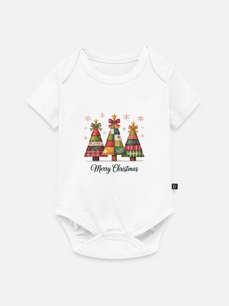 Patchwork-Christbaum-Trio - Baby Premium Kurzarmbody - Weiß