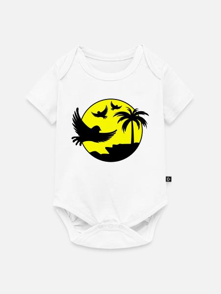 Paradise Insel Birds - Baby Premium Kurzarmbody - Weiß